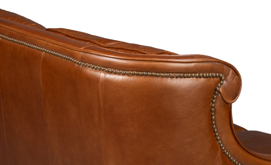 Philipe Distilled Leather Sofa,Brown by Sarreid Ltd - view 9