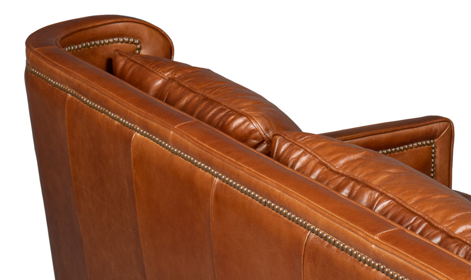 Philipe Distilled Leather Sofa,Brown by Sarreid Ltd - view 10