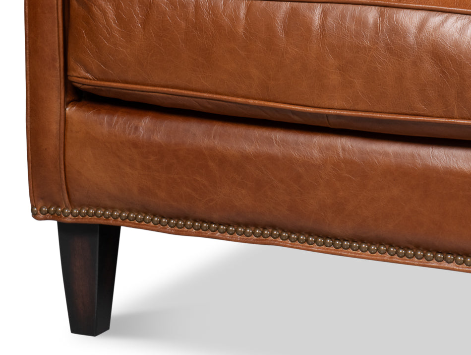 Philipe Distilled Leather Sofa,Brown by Sarreid Ltd - view 11
