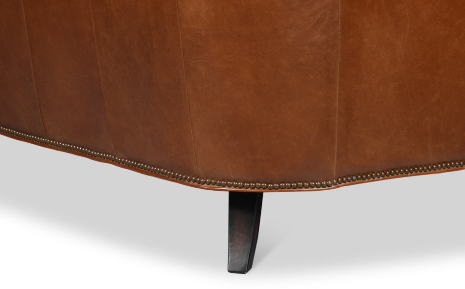 Philipe Distilled Leather Sofa,Brown by Sarreid Ltd - view 12