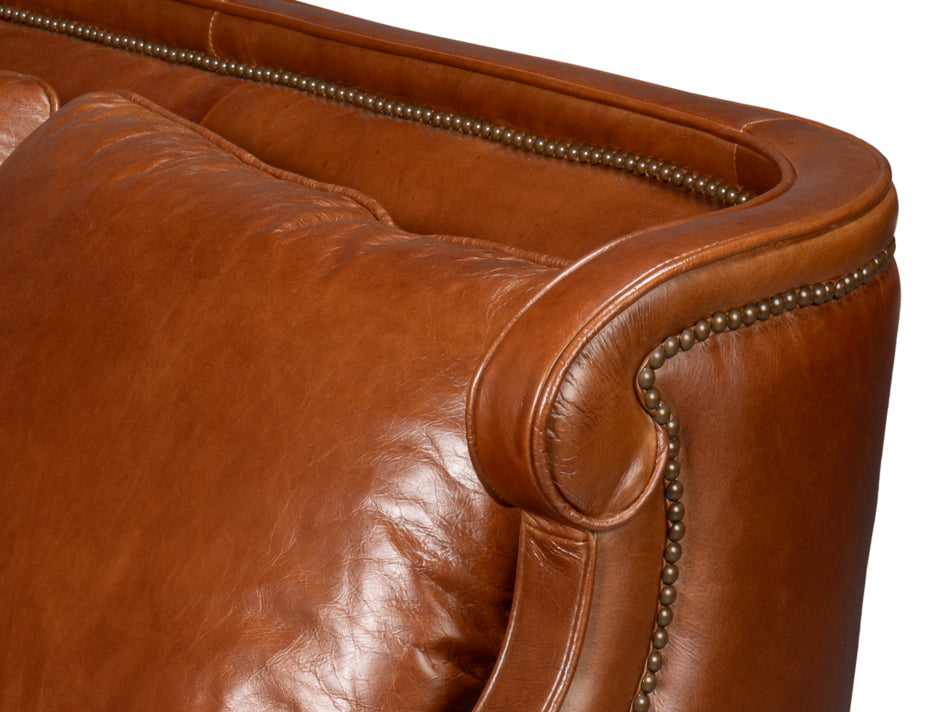 Philipe Distilled Leather Sofa,Brown by Sarreid Ltd - view 5