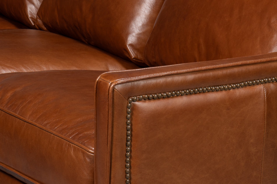 Philipe Distilled Leather Sofa,Brown by Sarreid Ltd - view 6