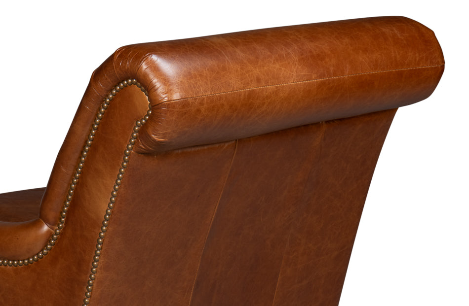 Gaston Distilled Leather Chair, Brown by Sarreid Ltd - view 8