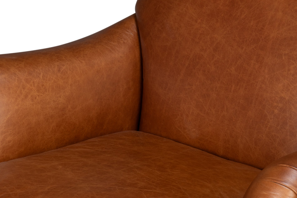 Gaston Distilled Leather Chair, Brown by Sarreid Ltd - view 11