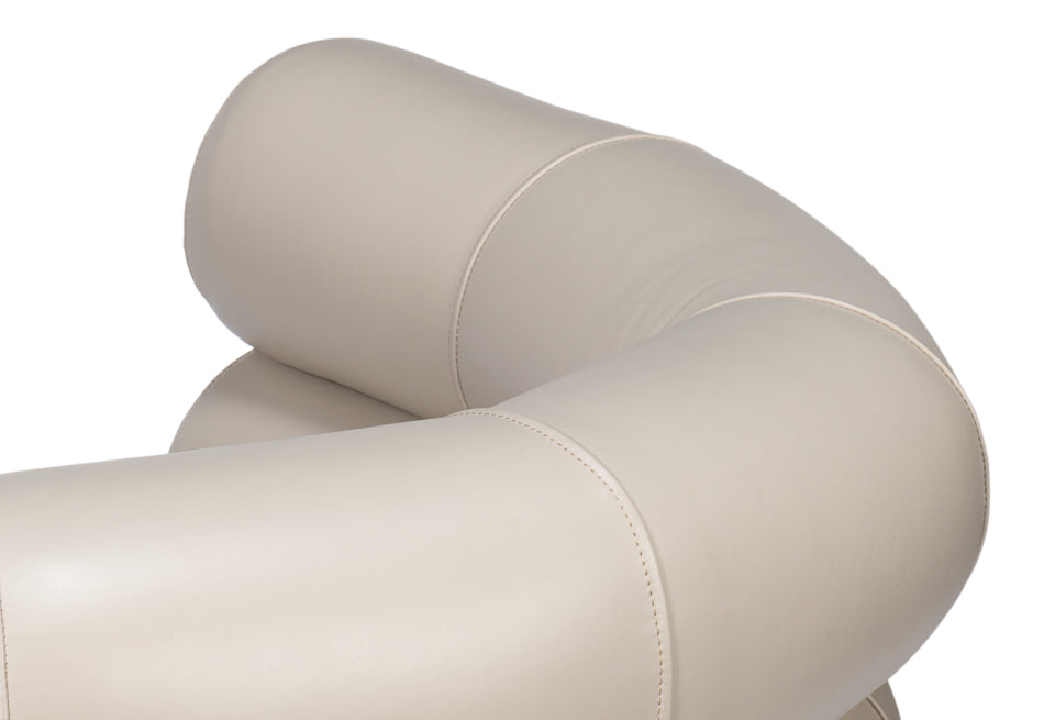 Rondo Occasional Leather Chair,White by Sarreid Ltd - view 8