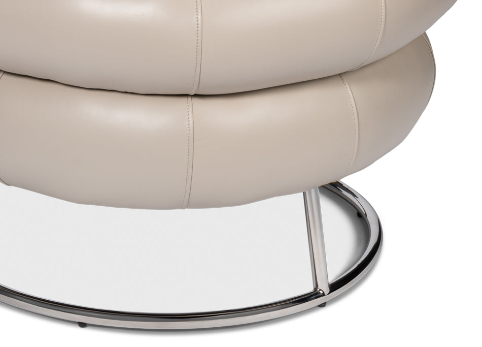 Rondo Occasional Leather Chair,White by Sarreid Ltd - view 9