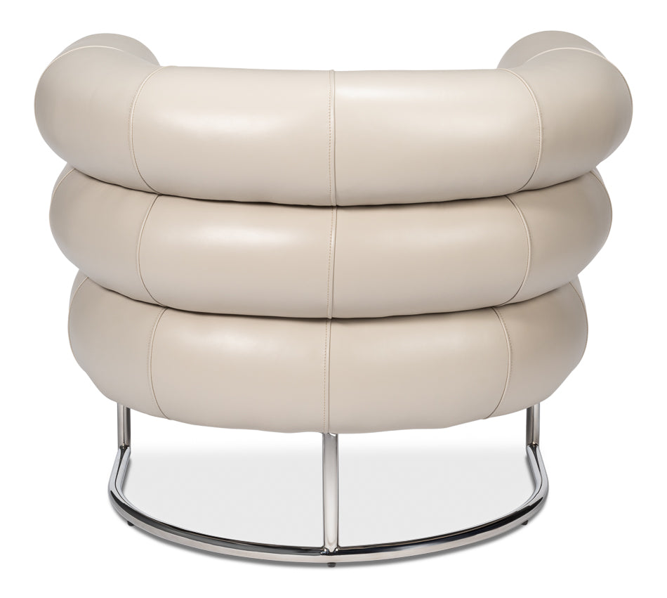 Rondo Occasional Leather Chair,White by Sarreid Ltd - view 4
