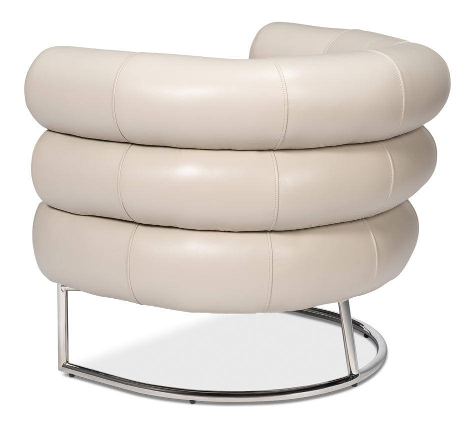 Rondo Occasional Leather Chair,White by Sarreid Ltd - view 5