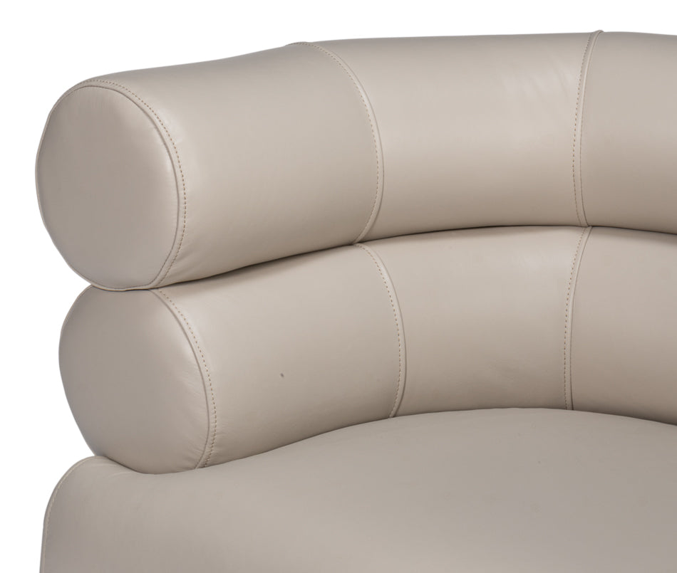 Rondo Occasional Leather Chair,White by Sarreid Ltd - view 6
