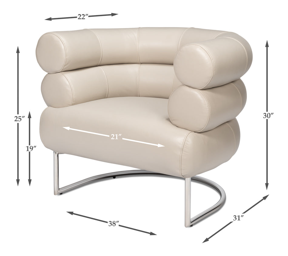 Rondo Occasional Leather Chair,White by Sarreid Ltd - view 7
