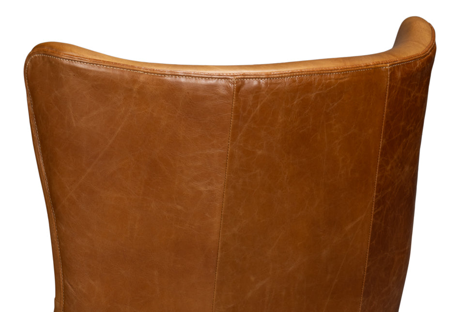 Patron Highback Leather Chair, Brown by Sarreid Ltd - view 8