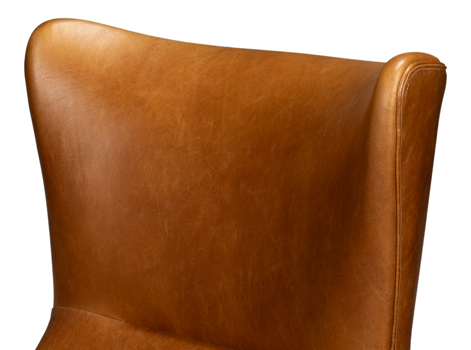 Patron Highback Leather Chair, Brown by Sarreid Ltd - view 9