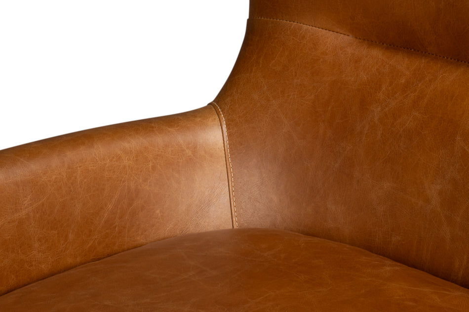 Patron Highback Leather Chair, Brown by Sarreid Ltd - view 11