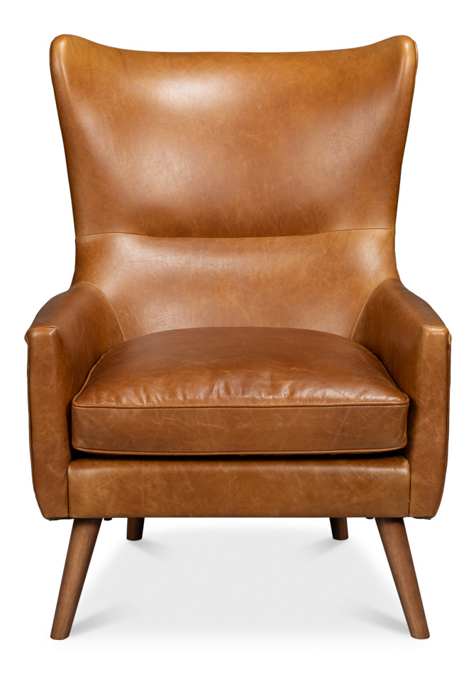 Patron Highback Leather Chair, Brown by Sarreid Ltd - view 2