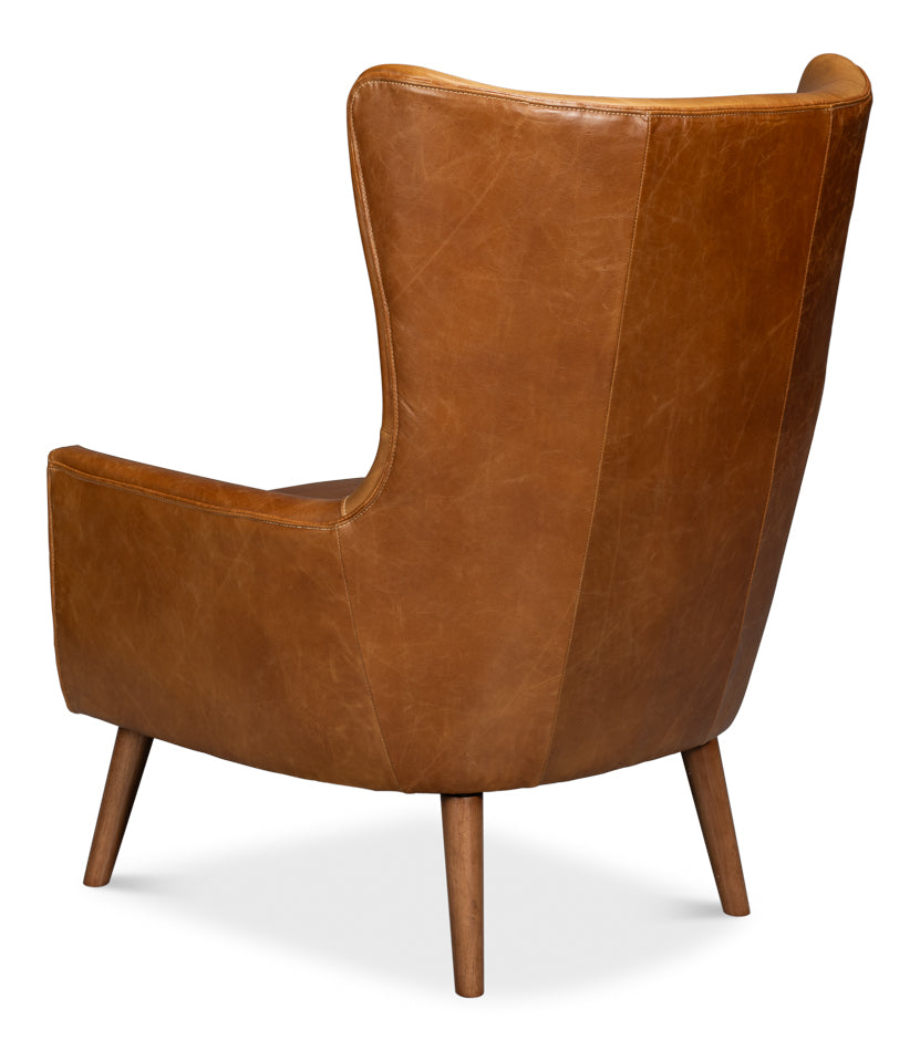 Patron Highback Leather Chair, Brown by Sarreid Ltd - view 5