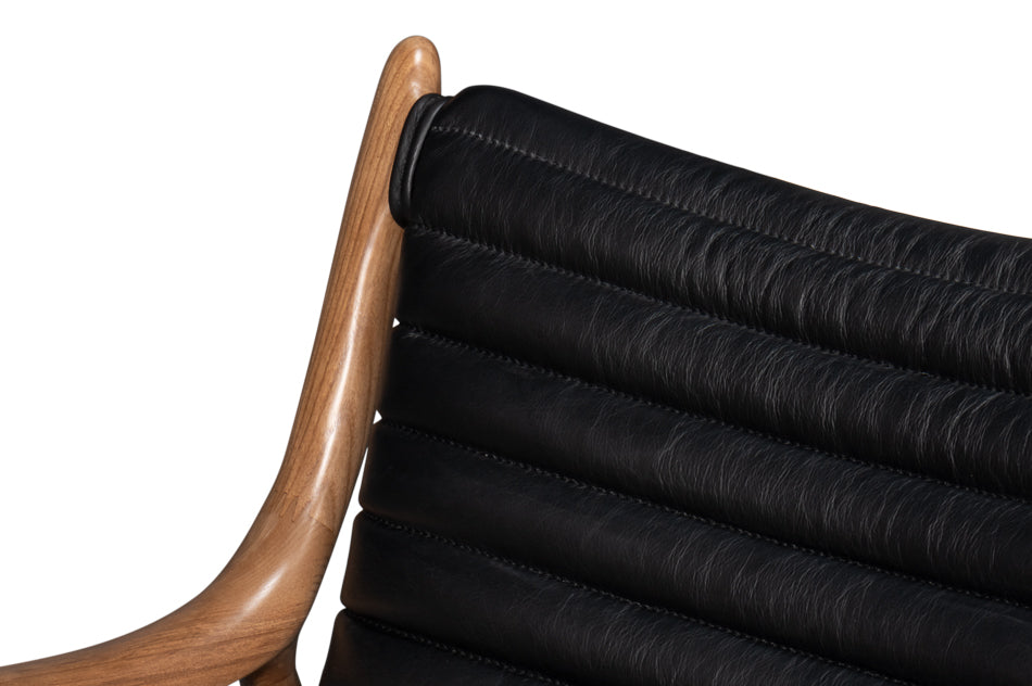 Singletary Leather Chair, Onyx Black by Sarreid Ltd - view 9