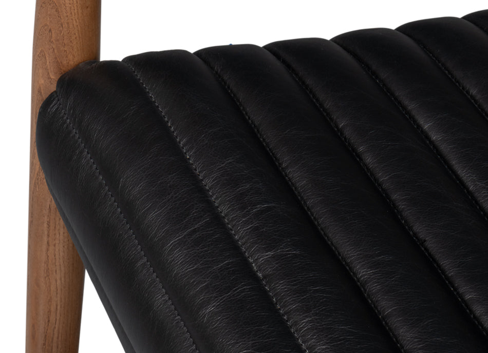 Singletary Leather Chair, Onyx Black by Sarreid Ltd - view 10