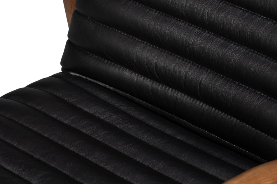 Singletary Leather Chair, Onyx Black by Sarreid Ltd - view 11