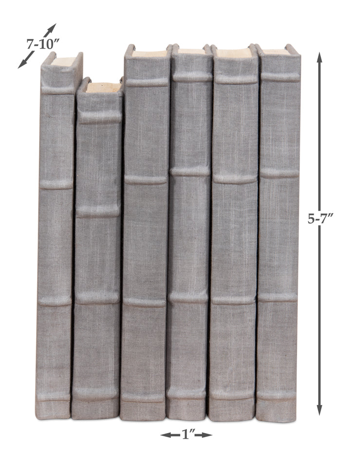 Heather Gray Linen Books, Set/12 by Sarreid Ltd - view 6