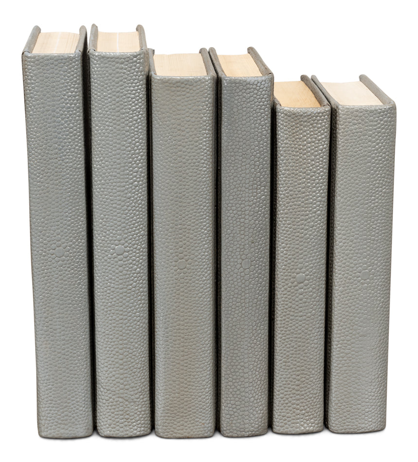 Shagreen Books, Set Of 12, Storm Grey by Sarreid Ltd - view 3