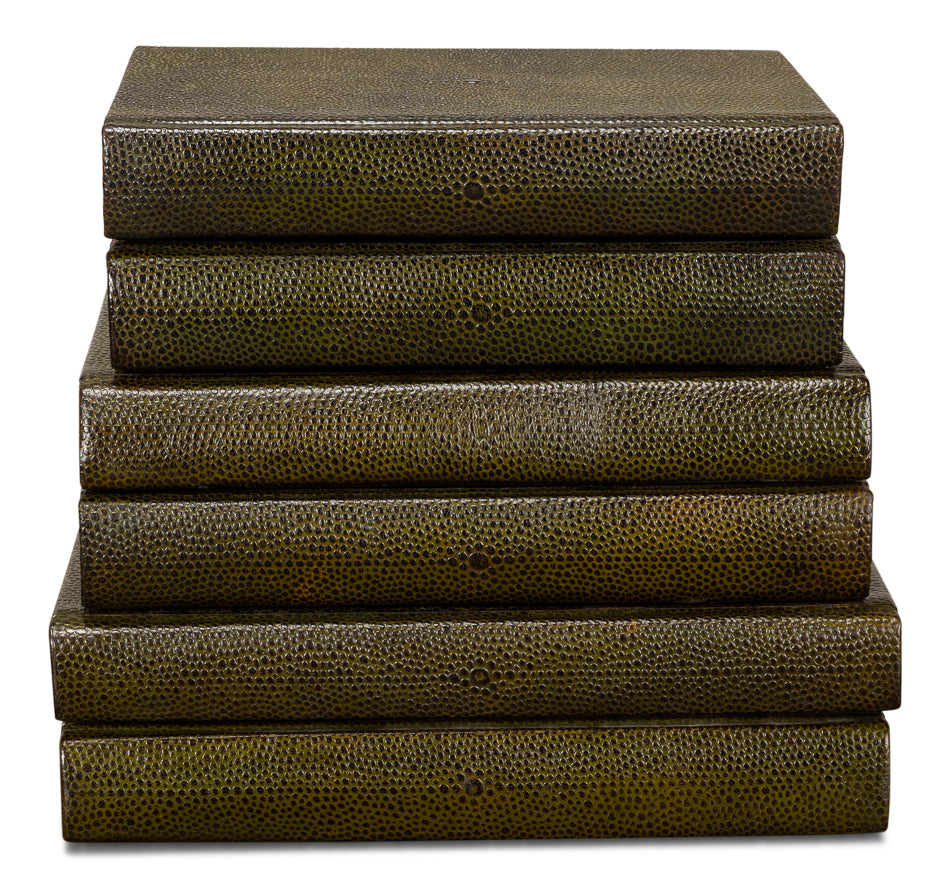 Shagreen Books, Set Of 12, Leaf by Sarreid Ltd - view 2