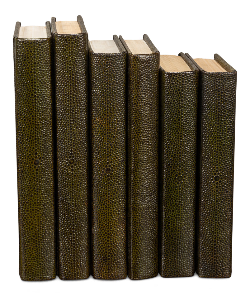 Shagreen Books, Set Of 12, Leaf by Sarreid Ltd - view 3