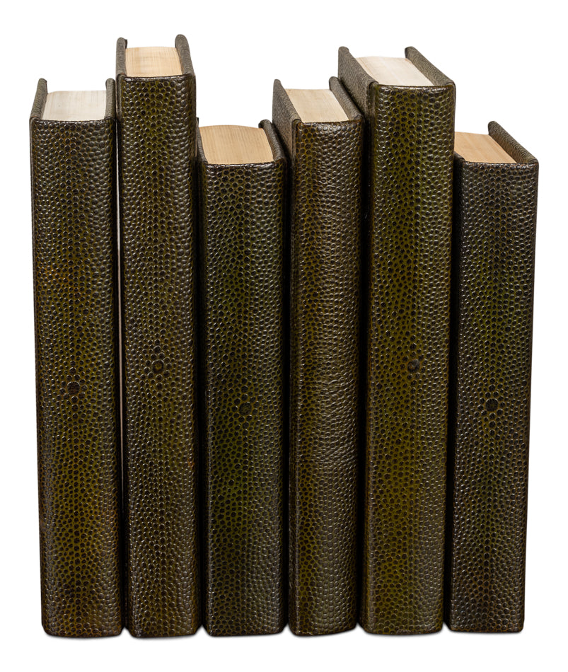 Shagreen Books, Set Of 12, Leaf by Sarreid Ltd - view 4