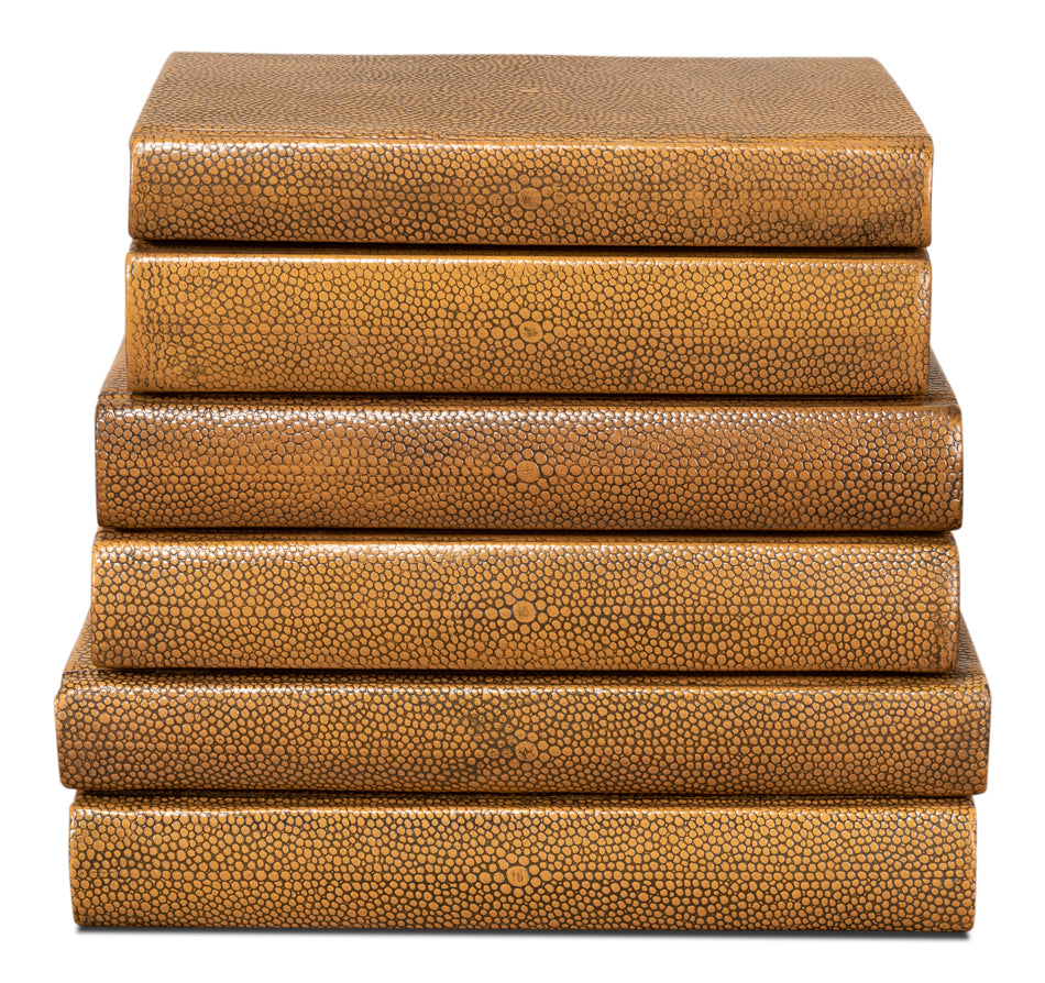 Shagreen Books, Set Of 12, Tawny Brown by Sarreid Ltd - view 2