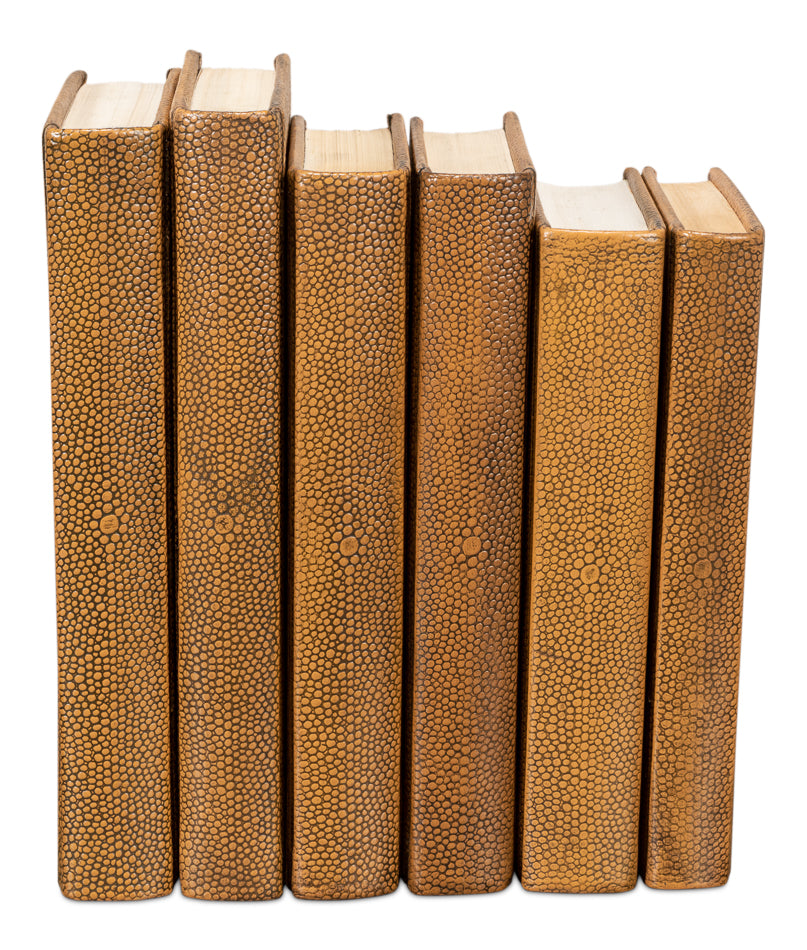 Shagreen Books, Set Of 12, Tawny Brown by Sarreid Ltd - view 3