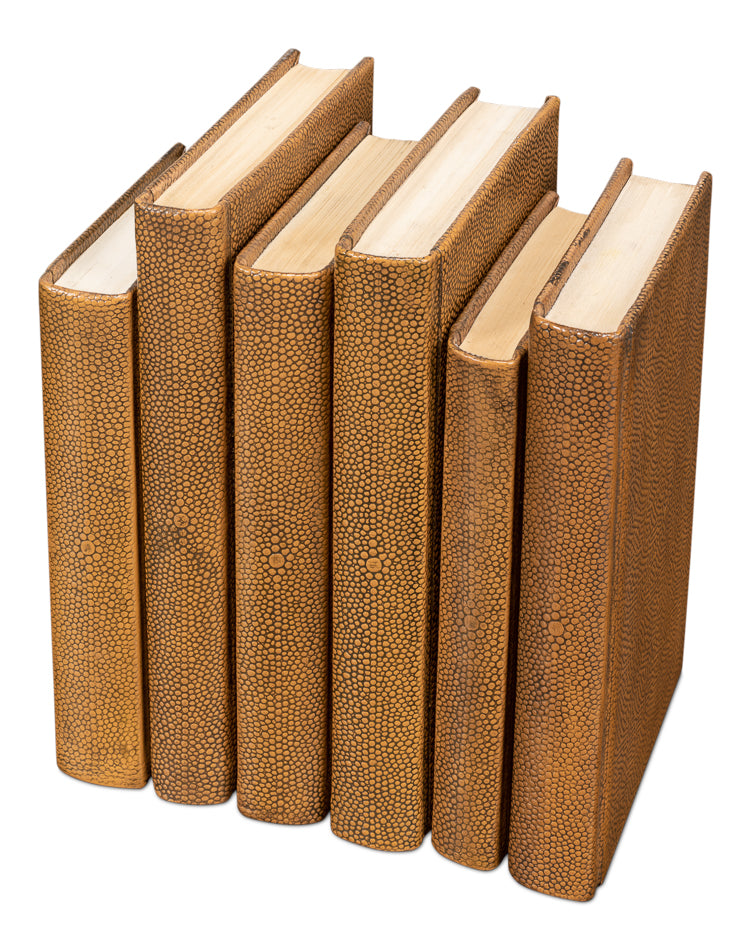 Shagreen Books, Set Of 12, Tawny Brown by Sarreid Ltd - view 5