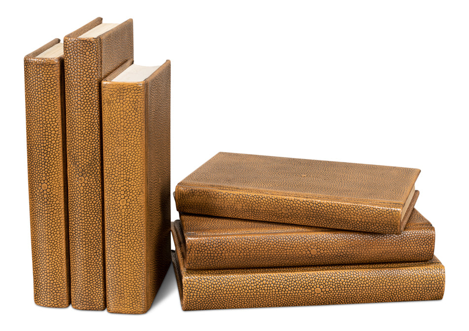 Shagreen Books, Set Of 12, Tawny Brown by Sarreid Ltd - view 6