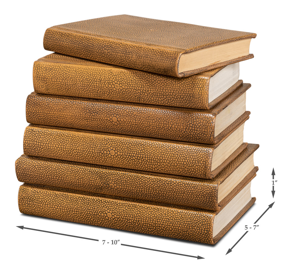 Shagreen Books, Set Of 12, Tawny Brown by Sarreid Ltd - view 7