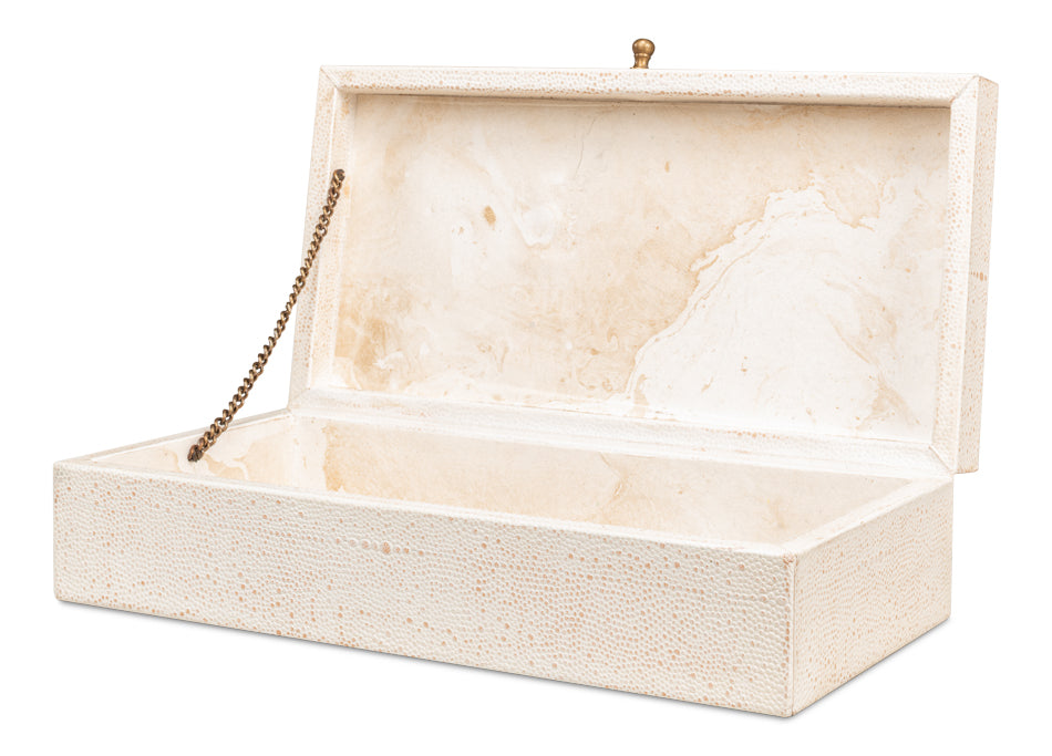 Gatsburg Shagreen Box,Osprey White, S/2 by Sarreid Ltd - view 3