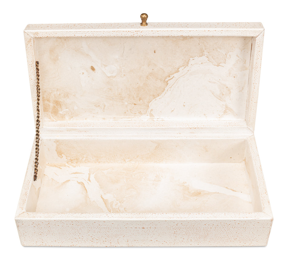 Gatsburg Shagreen Box,Osprey White, S/2 by Sarreid Ltd - view 5