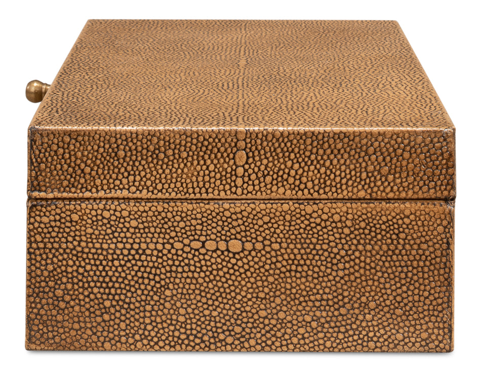 Gatsburg Shagreen Box, Tawny Brown, S/2 by Sarreid Ltd - view 9