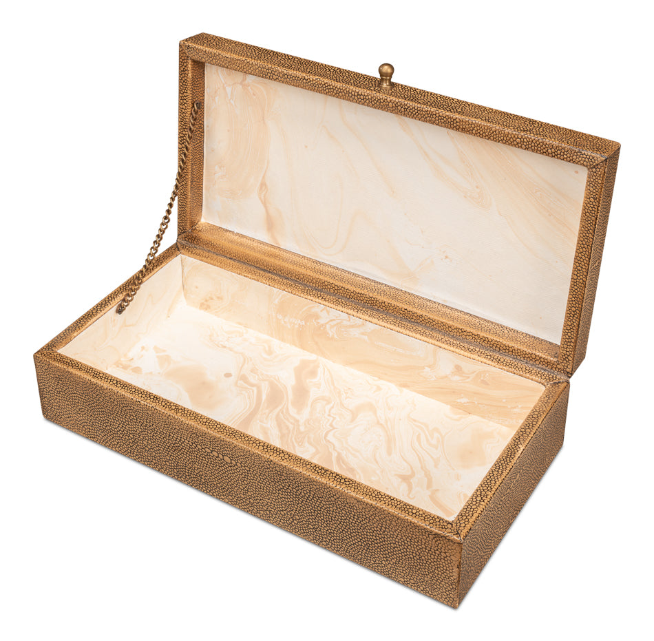 Gatsburg Shagreen Box, Tawny Brown, S/2 by Sarreid Ltd - view 11