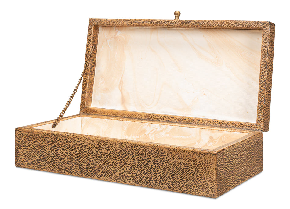 Gatsburg Shagreen Box, Tawny Brown, S/2 by Sarreid Ltd - view 3