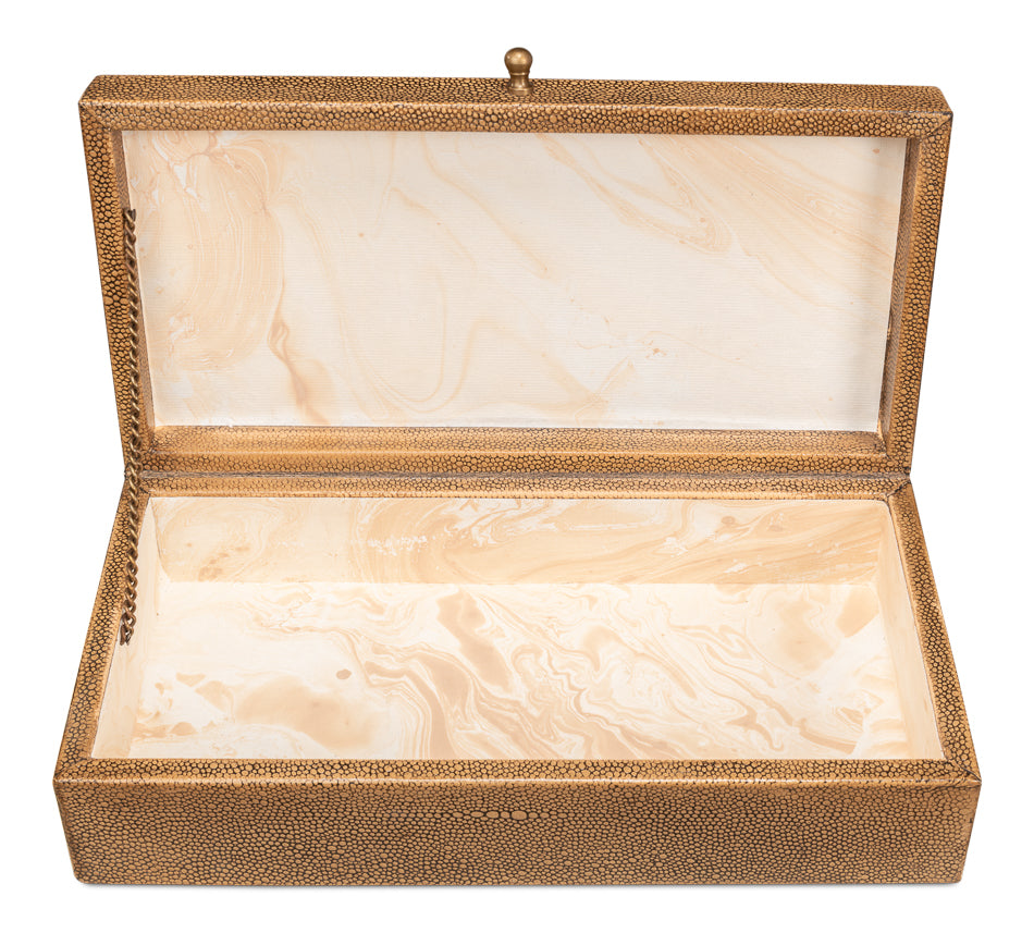Gatsburg Shagreen Box, Tawny Brown, S/2 by Sarreid Ltd - view 5