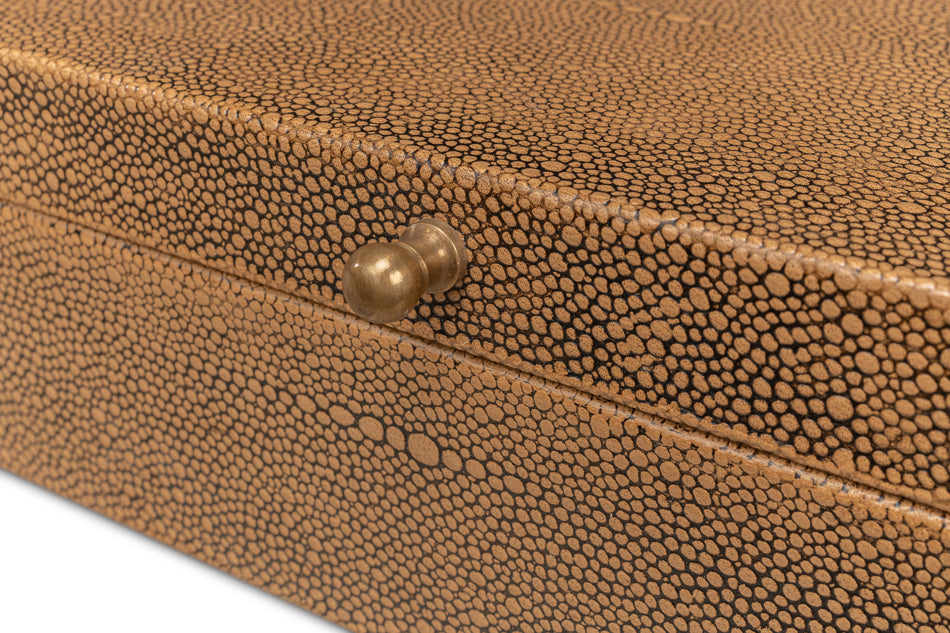 Gatsburg Shagreen Box, Tawny Brown, S/2 by Sarreid Ltd - view 6