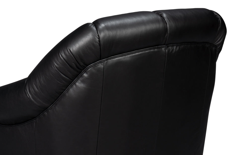 Scoth Swivel Chair In Distilled Lthr,Blk by Sarreid Ltd - view 8