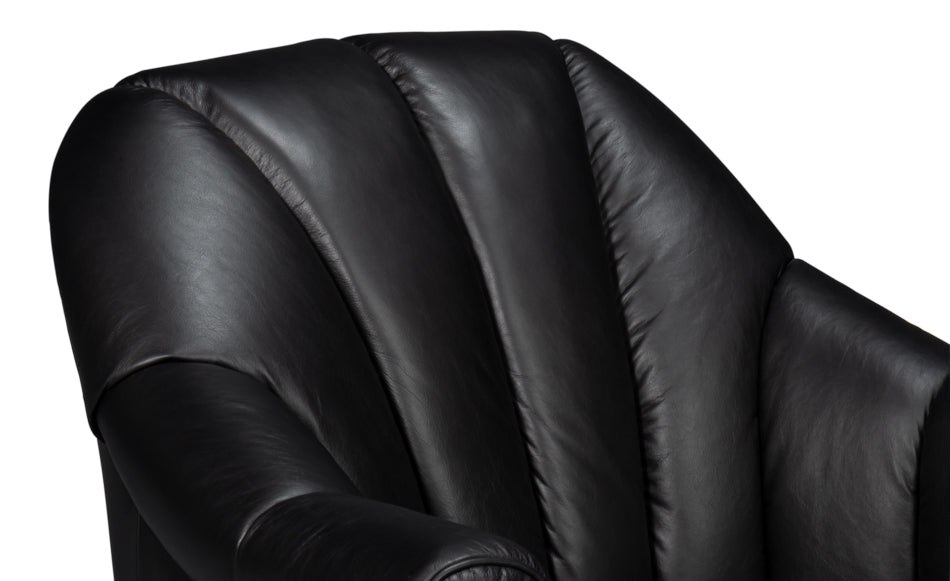 Scoth Swivel Chair In Distilled Lthr,Blk by Sarreid Ltd - view 9