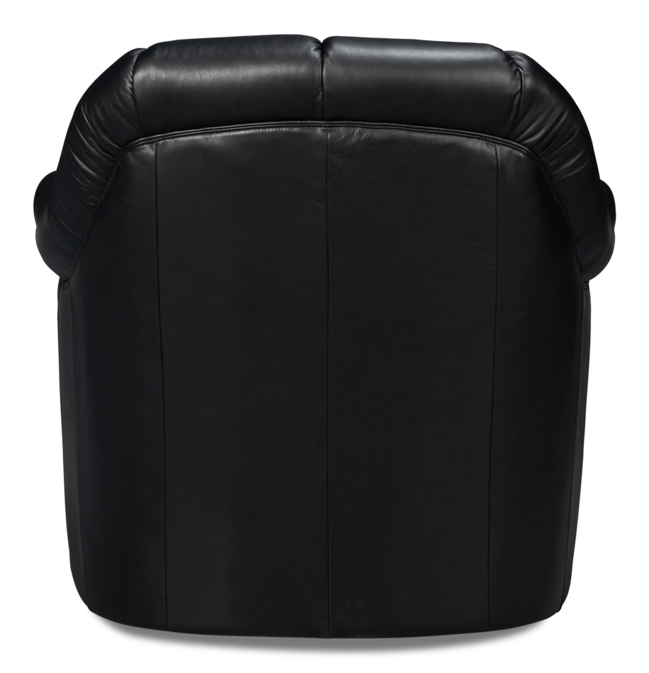 Scoth Swivel Chair In Distilled Lthr,Blk by Sarreid Ltd - view 4