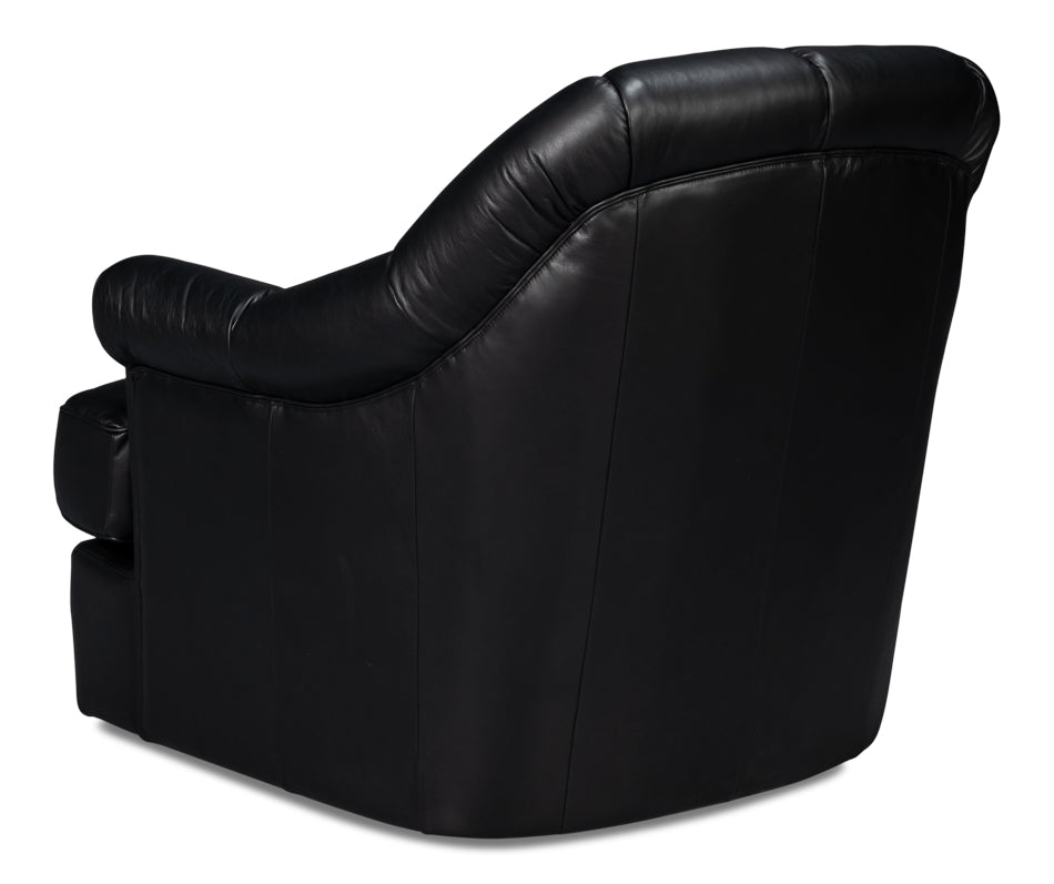 Scoth Swivel Chair In Distilled Lthr,Blk by Sarreid Ltd - view 5