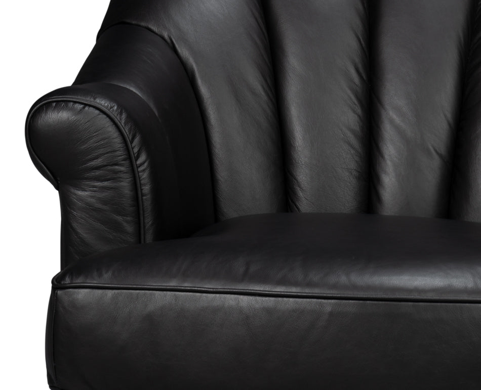 Scoth Swivel Chair In Distilled Lthr,Blk by Sarreid Ltd - view 6