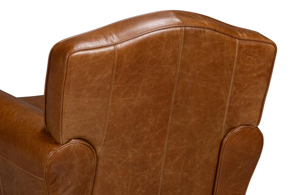Elite French Club Swivel Chair,Cuba Brn by Sarreid Ltd - view 8