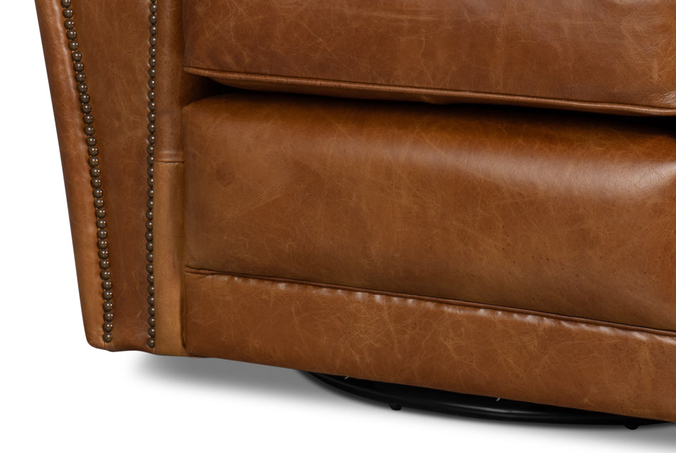 Elite French Club Swivel Chair,Cuba Brn by Sarreid Ltd - view 12