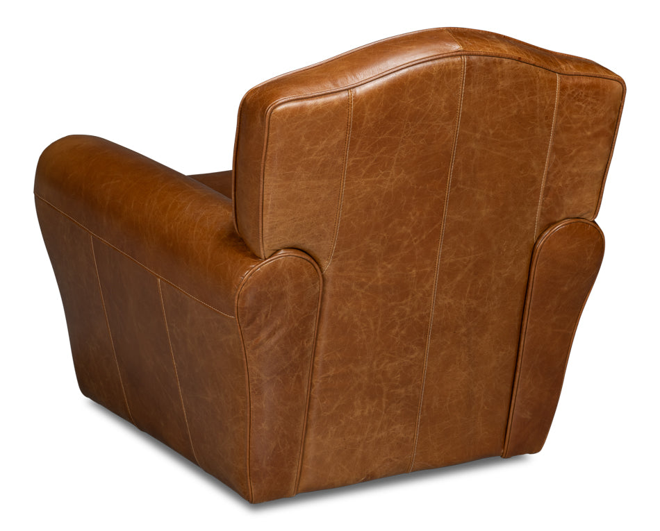 Elite French Club Swivel Chair,Cuba Brn by Sarreid Ltd - view 5