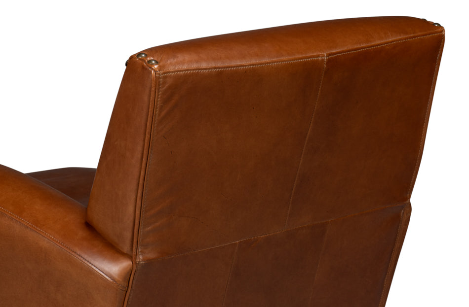 Taft Leather Swivel Chair, Havana Brown by Sarreid Ltd - view 8