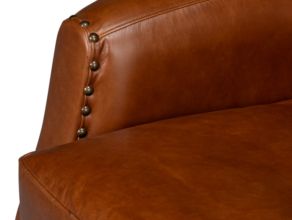 Taft Leather Swivel Chair, Havana Brown by Sarreid Ltd - view 10