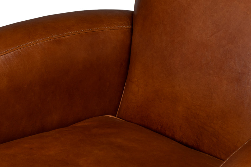 Taft Leather Swivel Chair, Havana Brown by Sarreid Ltd - view 11